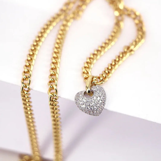 Collar Bicolor Corazón Cobre