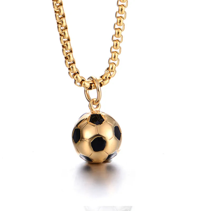 Collar Pelota Fútbol Dorado Acero Titanio