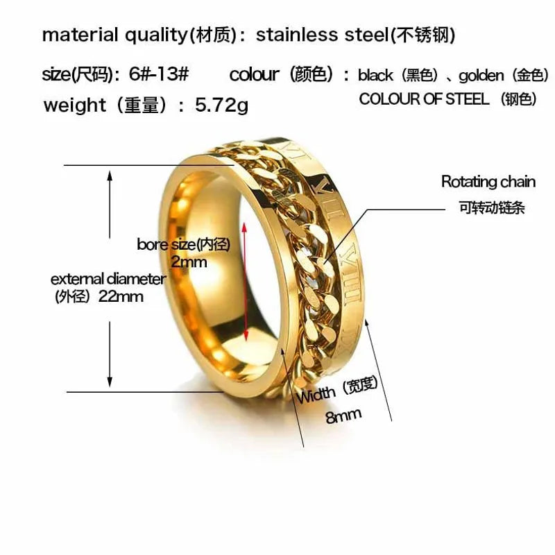 Anillo Cadena Romanos Dorado