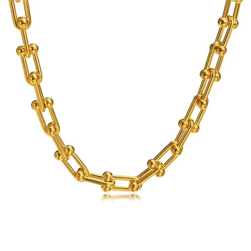Collar Acero Titanio Chapado En Oro
