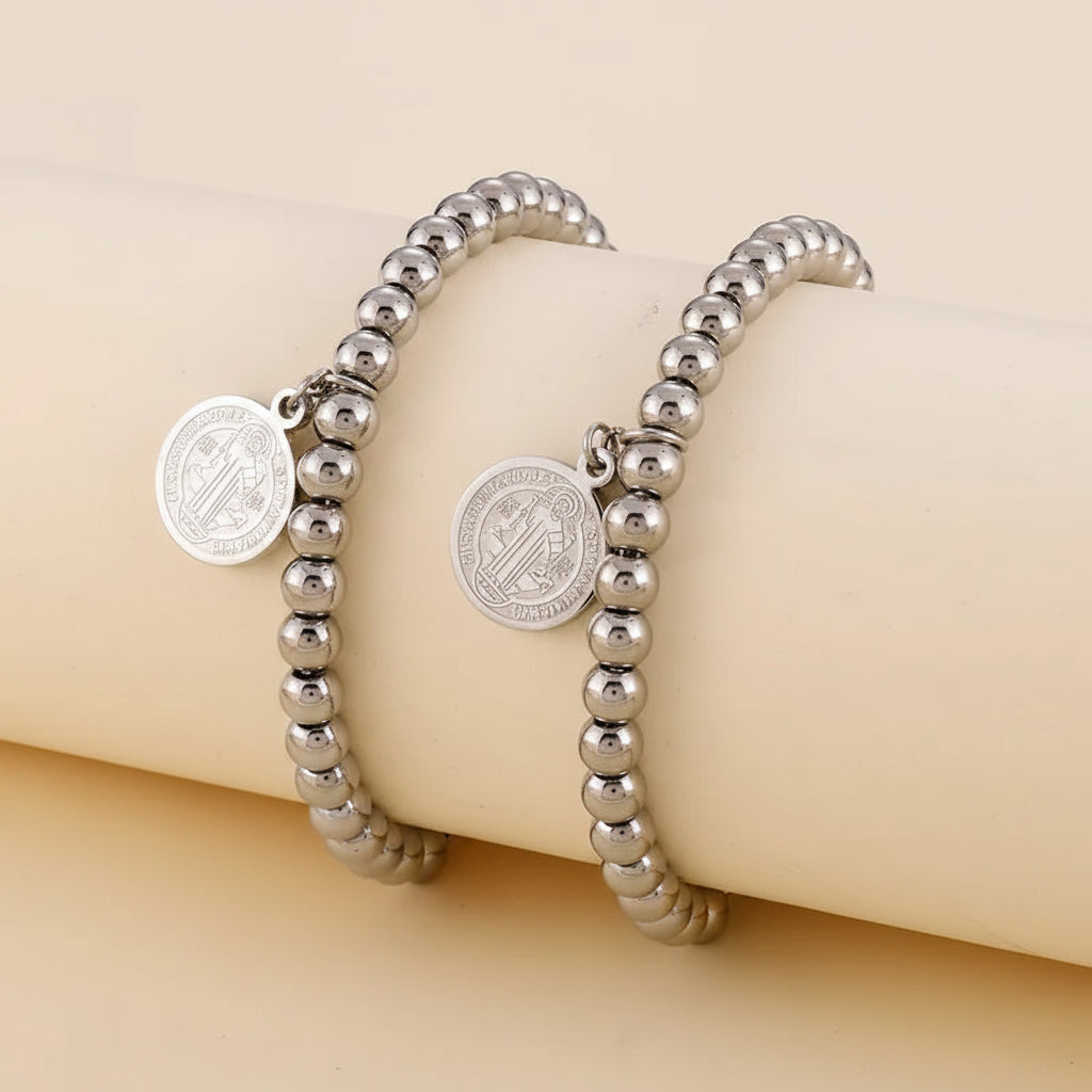 Pulsera Bolitas San Benito Acero Titanio