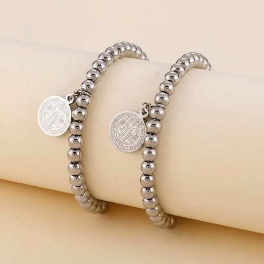 Pulsera Bolitas San Benito Acero Titanio