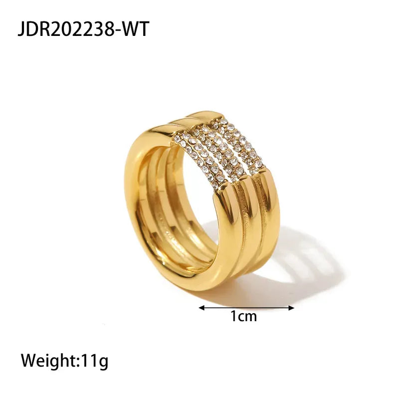 Anillo Grueso Dorado Acero Inoxidable