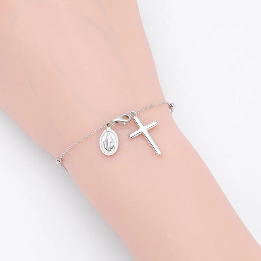 Pulsera Cruz Plata Esterlina