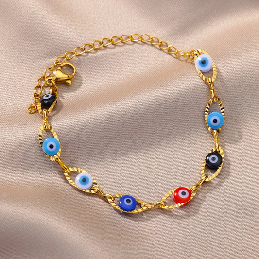 Pulsera Ojos Colores Acero Inoxidable