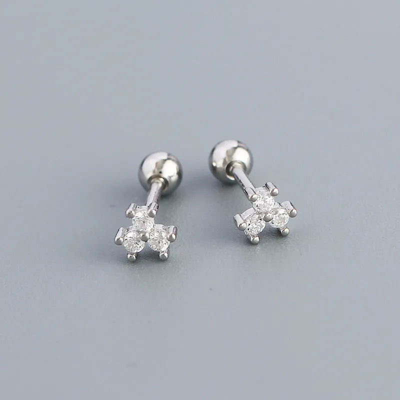 Aretes Flor Circón Plata De Ley 925
