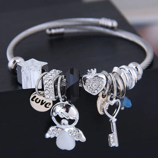 Pulsera Angel Estrella Llave Acero Inoxidable