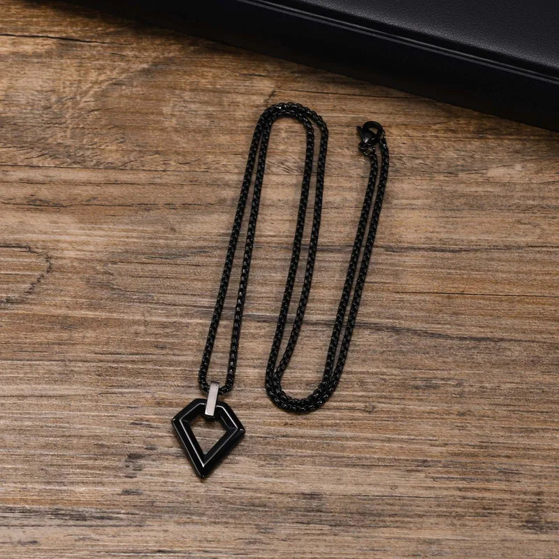 Collar Geométrico Negro Acero Inoxidable