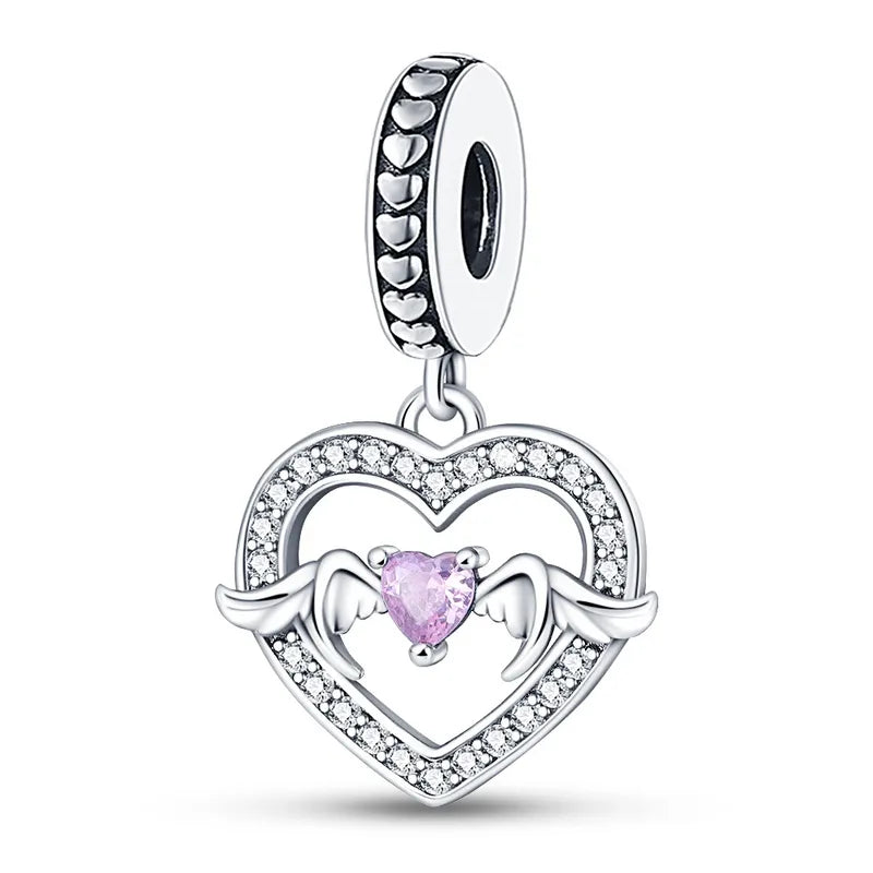 Charm Alas Corazón Plata De Ley 925