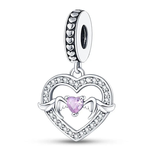 Charm Alas Corazón Plata De Ley 925