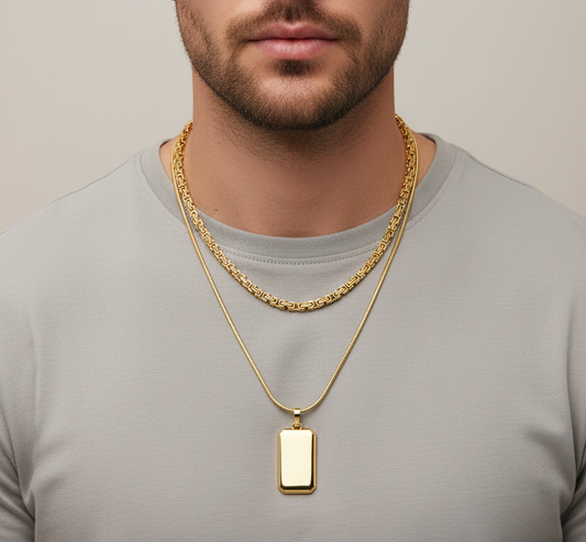 Collar Doble Dorado Acero Inoxidable