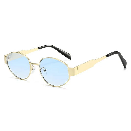 Gafas Azul Marco Ovalado Dorado