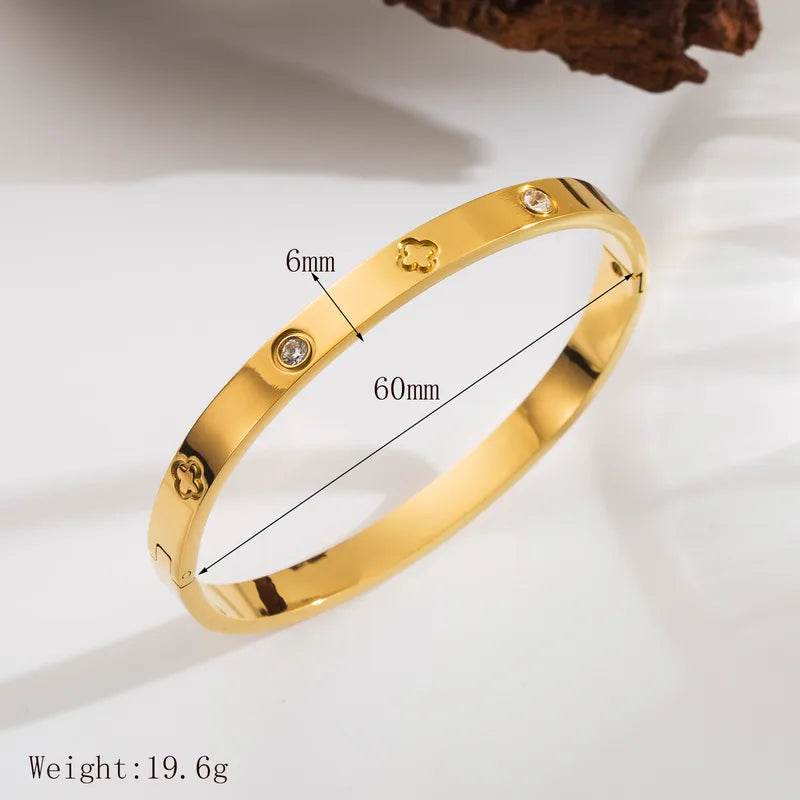 Pulsera Trébol Circón Acero Inoxidable