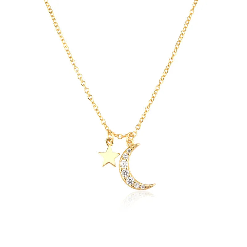 Collar Luna Estrella Plata De Ley 925