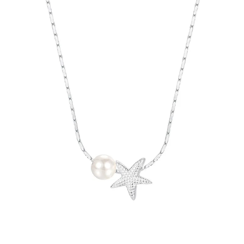 Collar Estrella de Mar Perla Plata De Ley 925