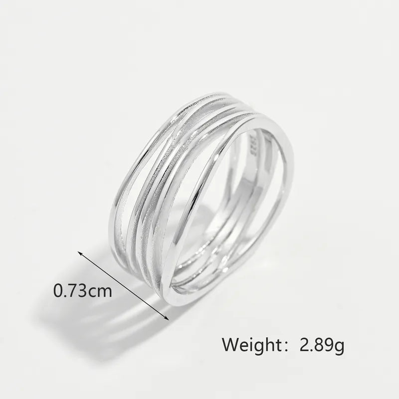 Anillo Líneas Plata De Ley 925