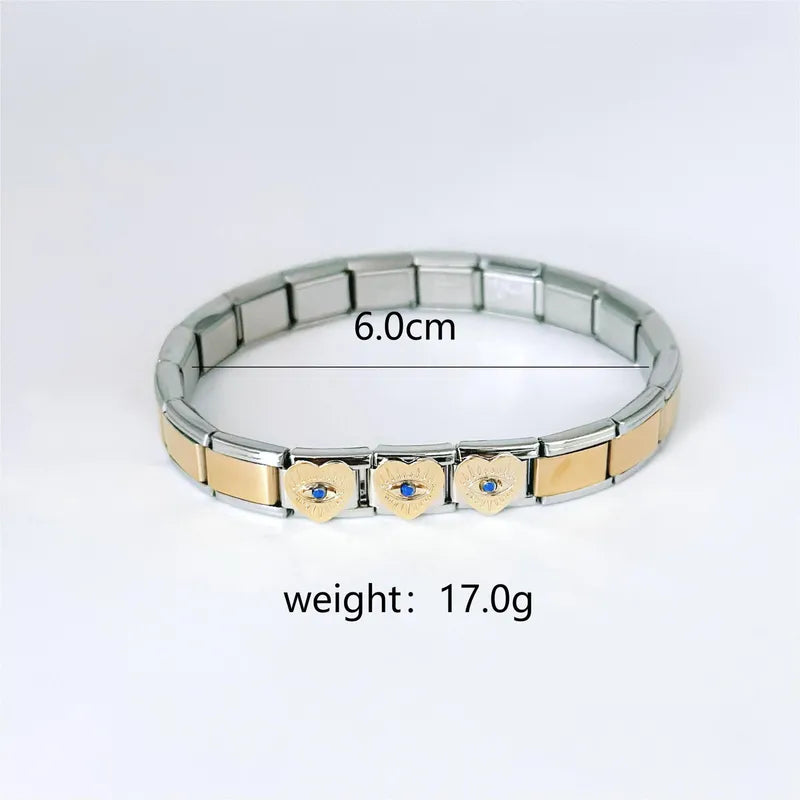 Pulsera Italiana Corazón Ojo Acero Inoxidable