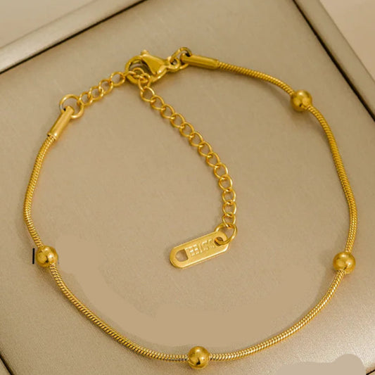 Pulsera Delgada Bolitas Acero Inoxidable