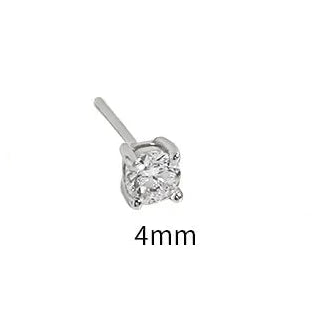 Aretes Circón Redondo 4mm Plata S925