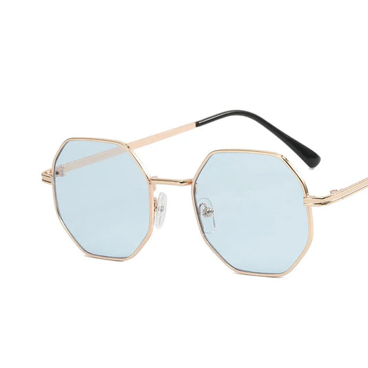 Gafas Azul Polígono Dorado