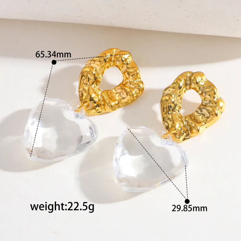 Aretes Corazón Transparente Acero Inoxidable