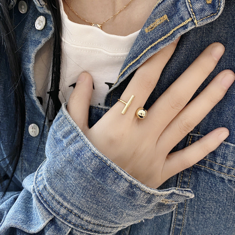 Anillo Bola Dorado Plata De Ley 925