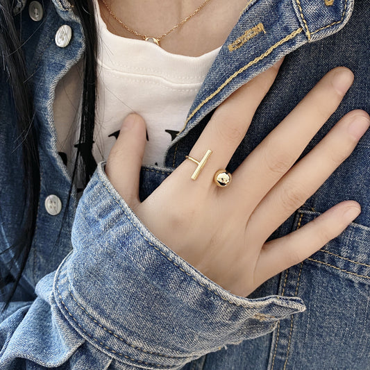 Anillo Bola Dorado Plata De Ley 925