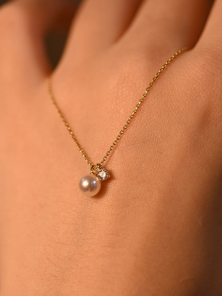 Collar Perla Circón Plata 925