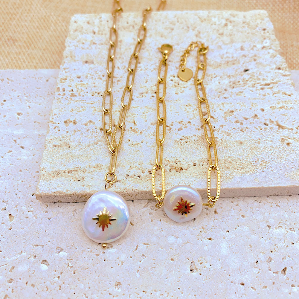 Set Collar y Pulsera Perla