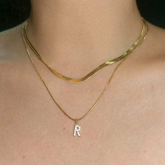 Collar Letra Doble Acero Inoxidable