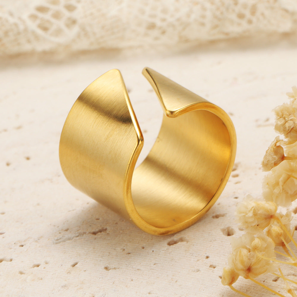 Anillo Grueso Abierto Acero Titanio