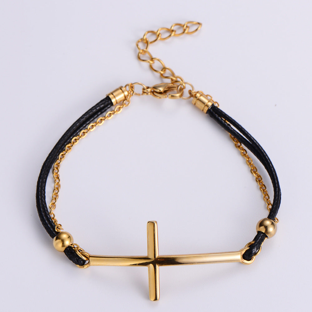 Pulsera Cruz Acero Titanio