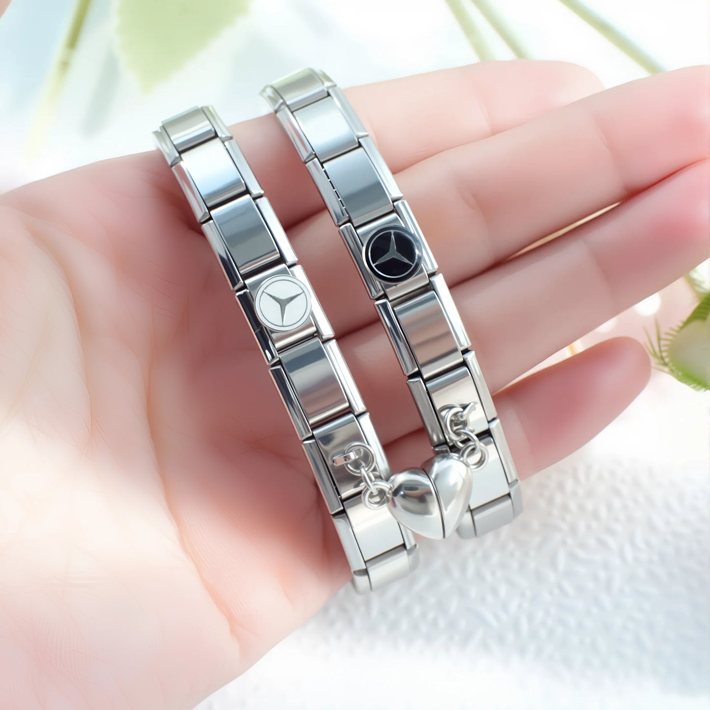 Pulseras Pareja Italiana Acero Inoxidable