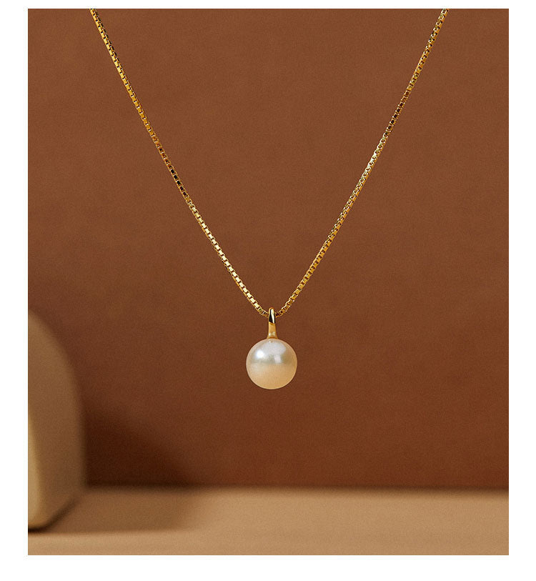 Collar Perla Dorado Plata De Ley 925
