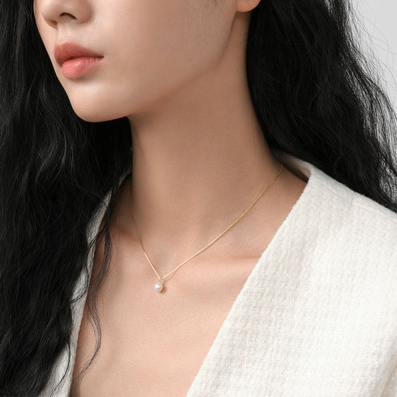 Collar Perla Dorado Plata De Ley 925
