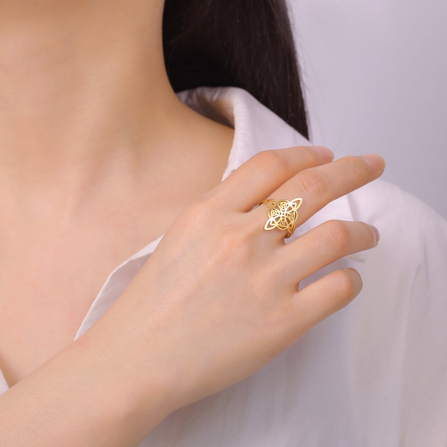 Anillo Nudo De Bruja Acero Inoxidable