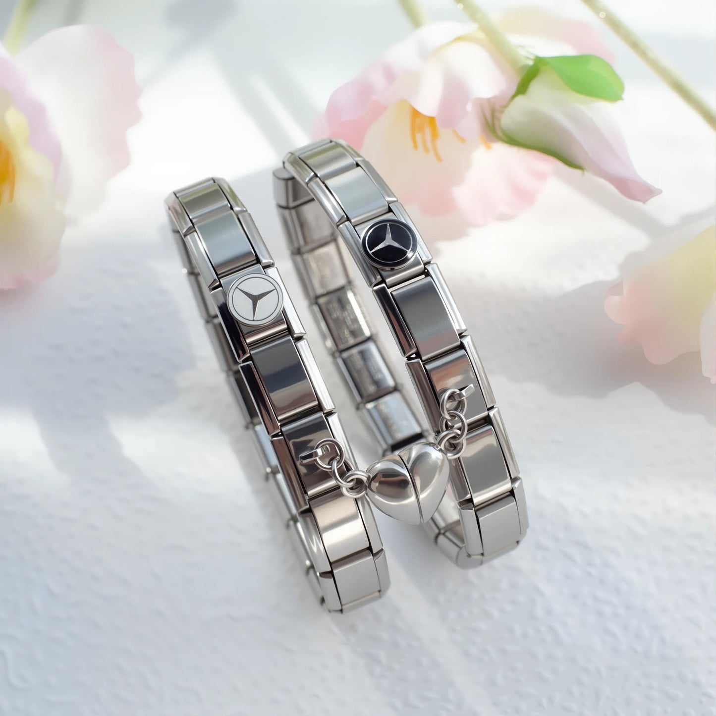 Pulseras Pareja Italiana Acero Inoxidable