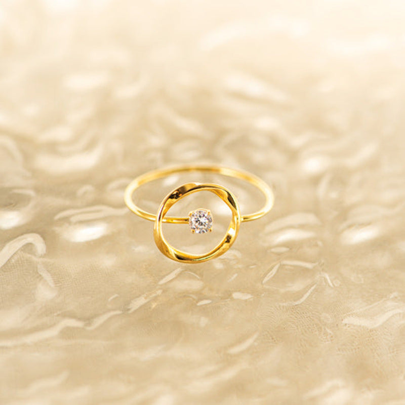 Anillo Circón Círculo Dorado Plata De Ley 925