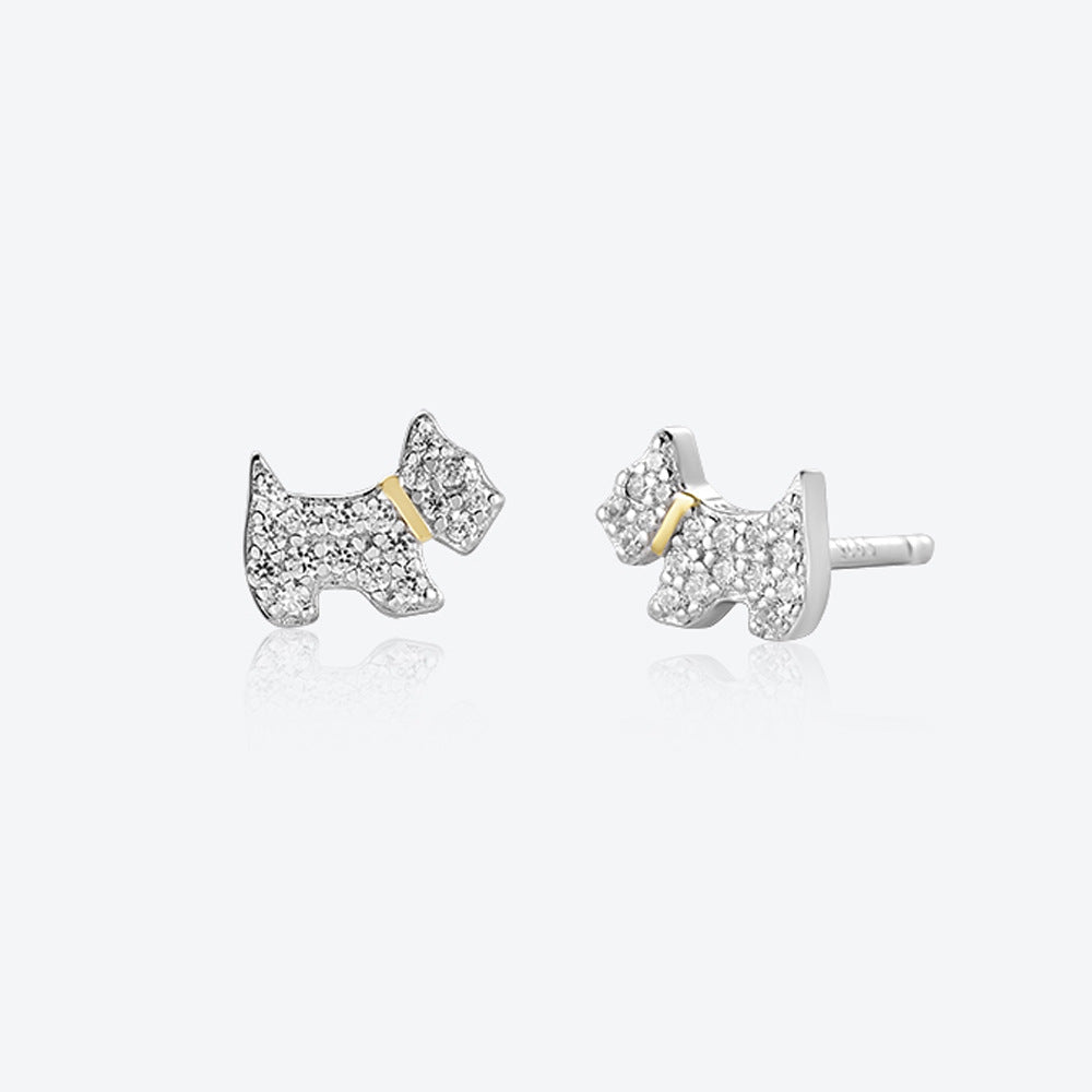 Aretes Perro Circón Plata S925
