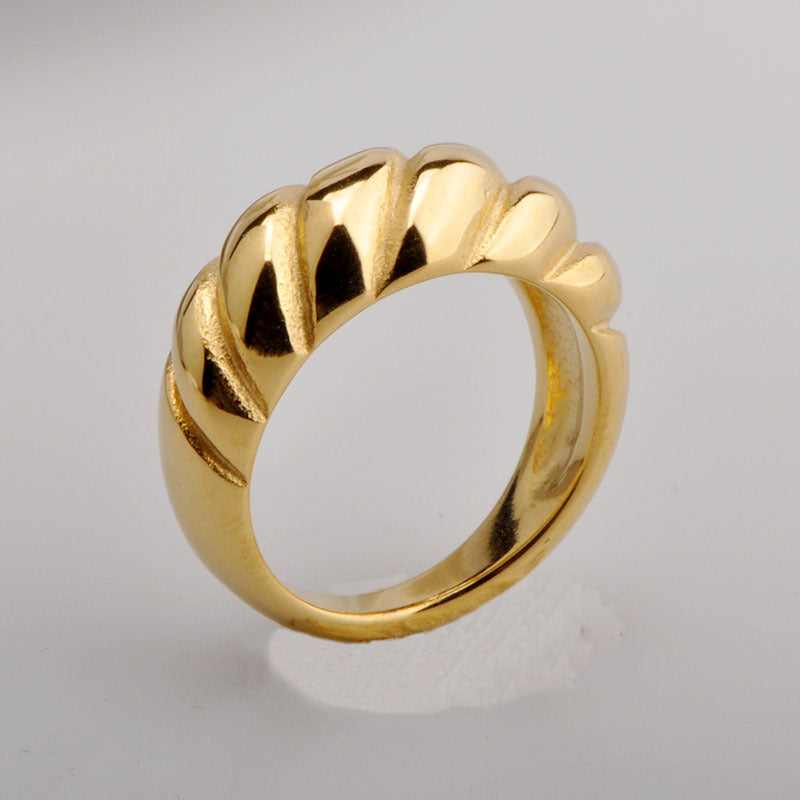 Anillo Simple Geométrico Acero Titanio