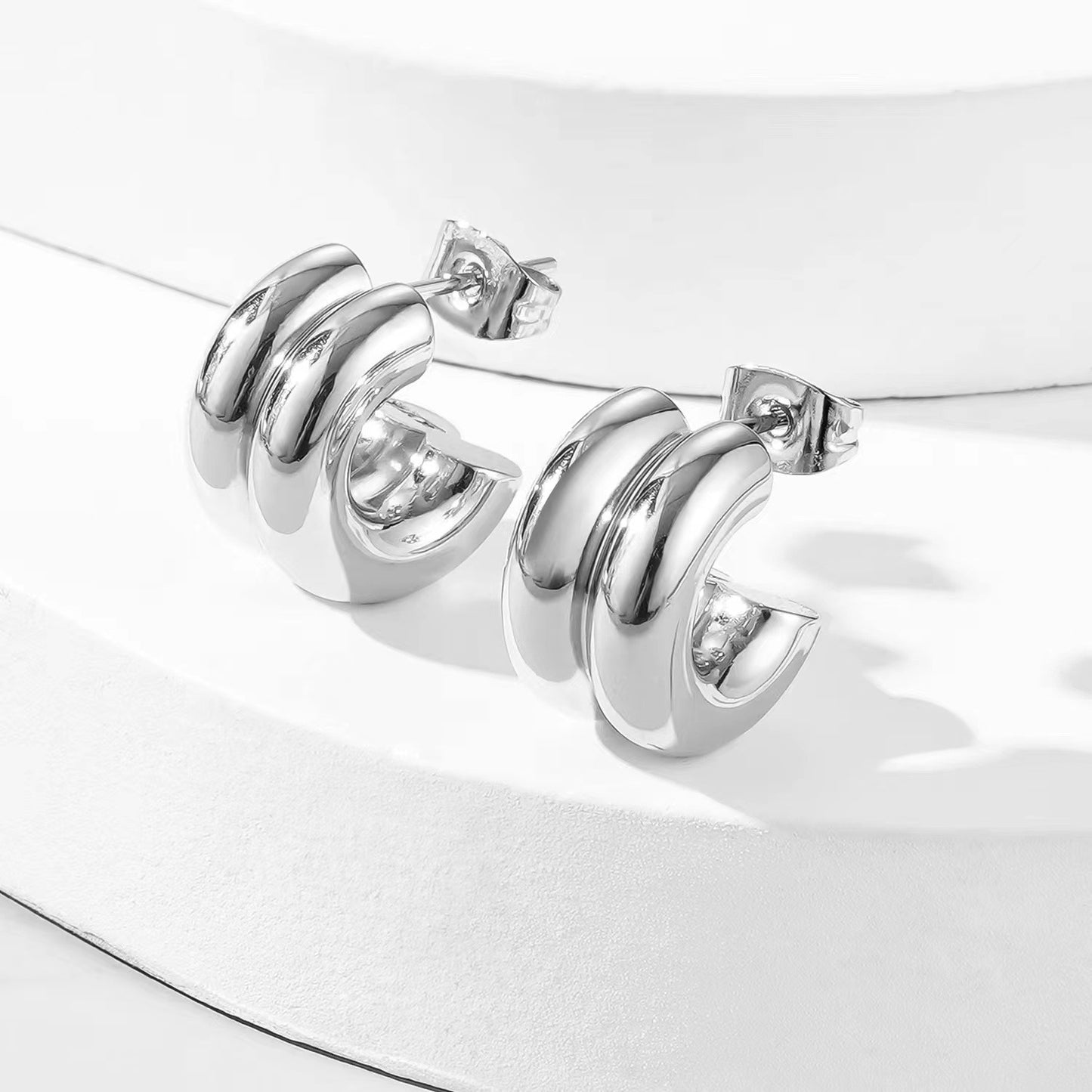 Aretes Doble Acero Inoxidable