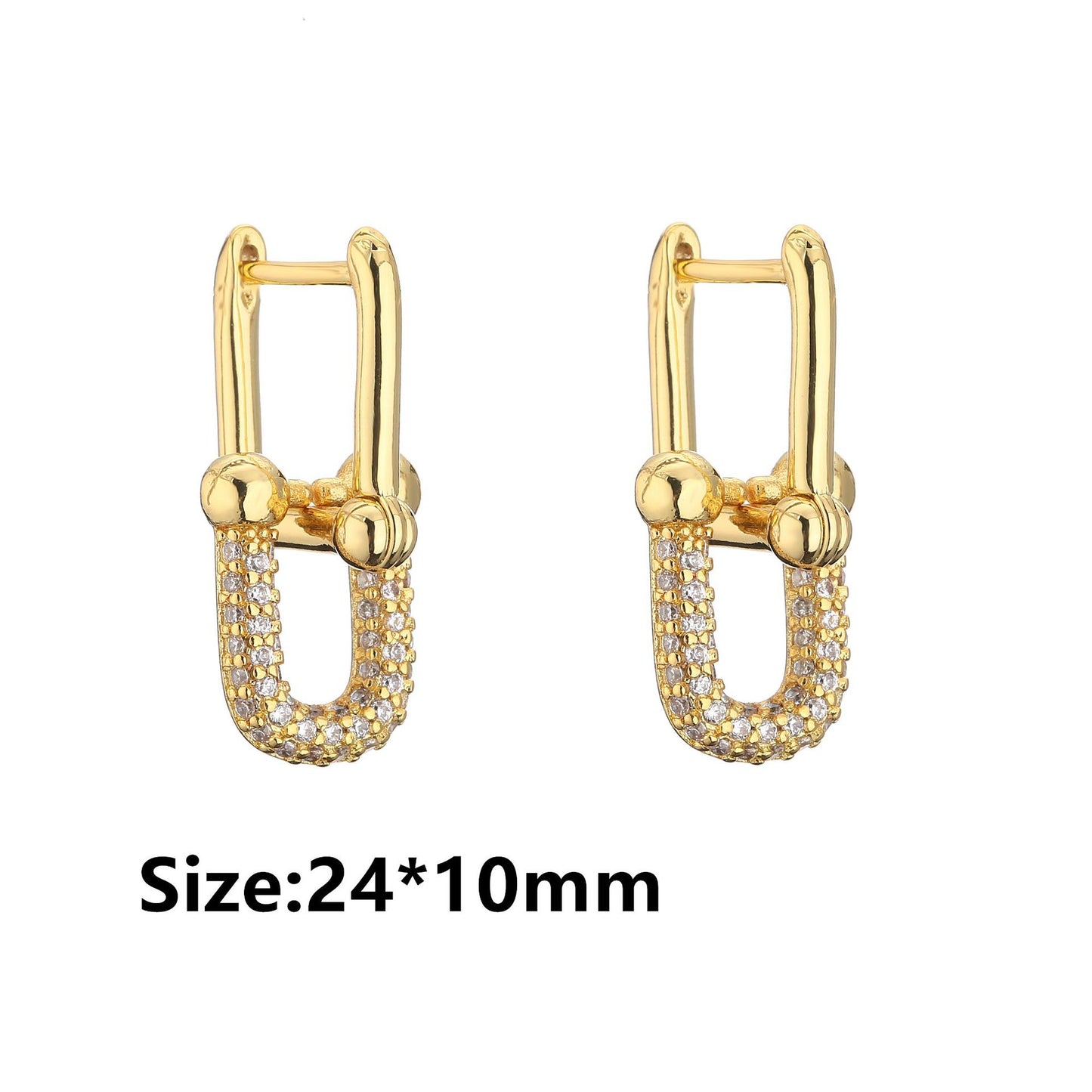 Aretes Forma De U Cobre Circón