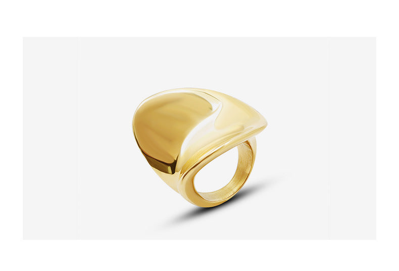 Anillo Irregular Dorado Acero Titanio