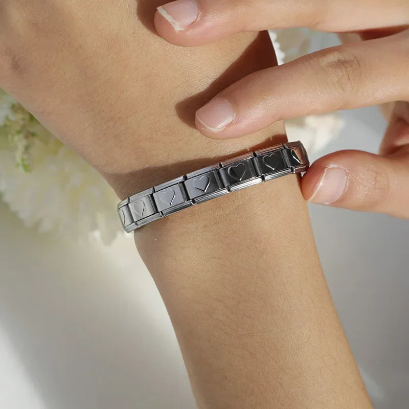 Pulsera Italiana Corazones Acero Inoxidable