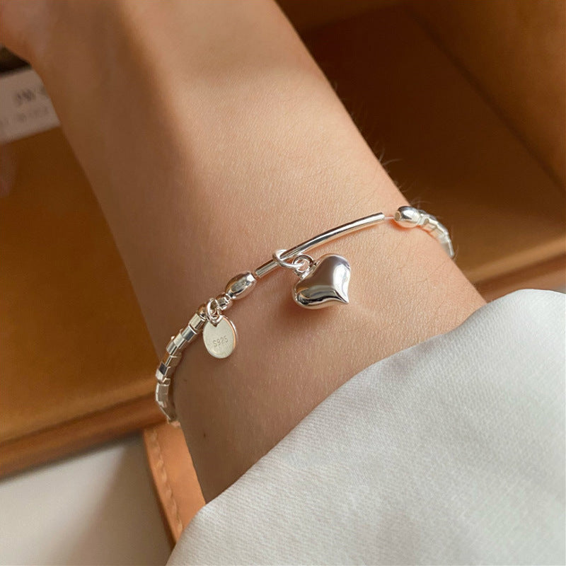 Pulsera Corazón Plata De Ley 925