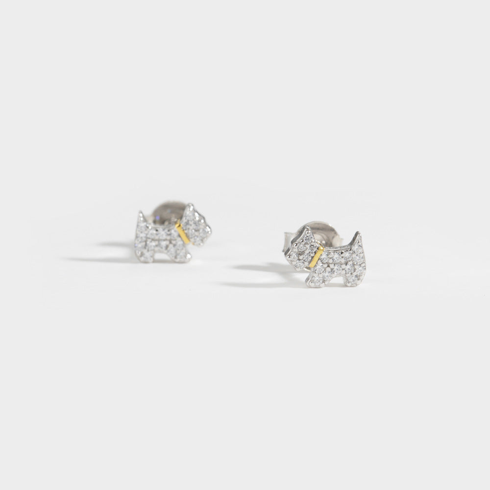 Aretes Perro Circón Plata S925