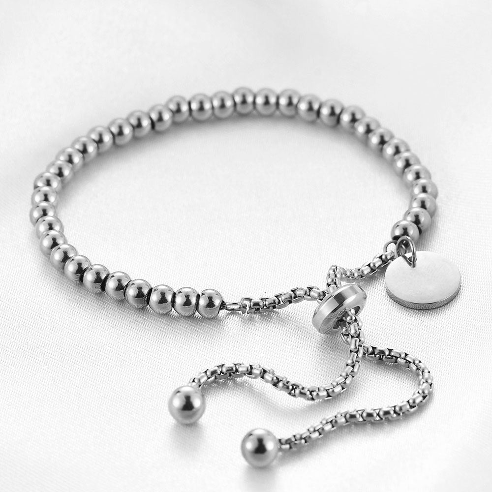 Pulsera Ajustable Con Cuentas Acero Titanio