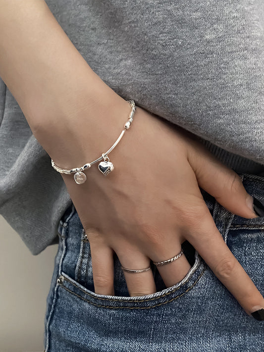 Pulsera Corazón Plata De Ley 925
