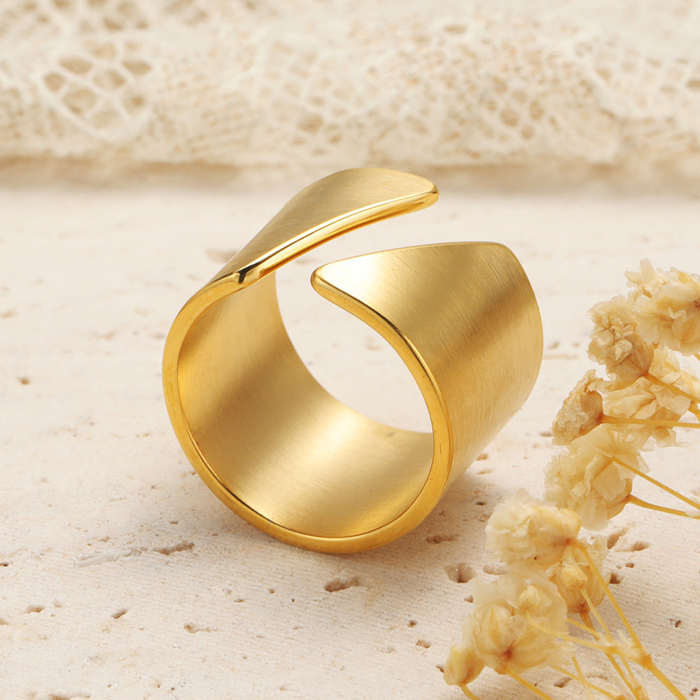 Anillo Grueso Abierto Acero Titanio