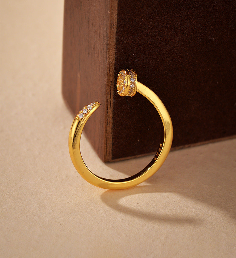 Anillo Clavo Dorado Plata De Ley 925